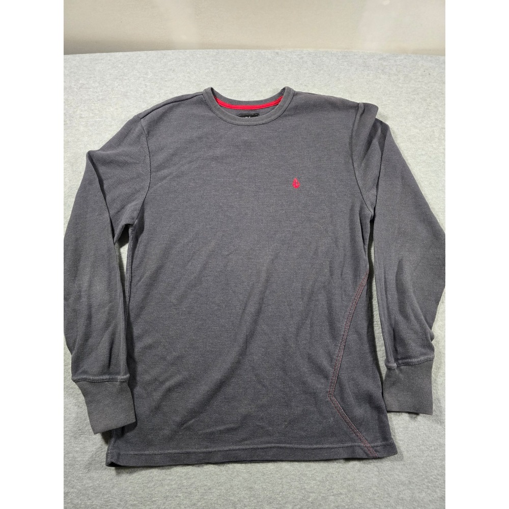 Y2k Volcom Rogan Thermal Shirt Mens Large Gray Waffle Knit Long Sleeve A5338P7